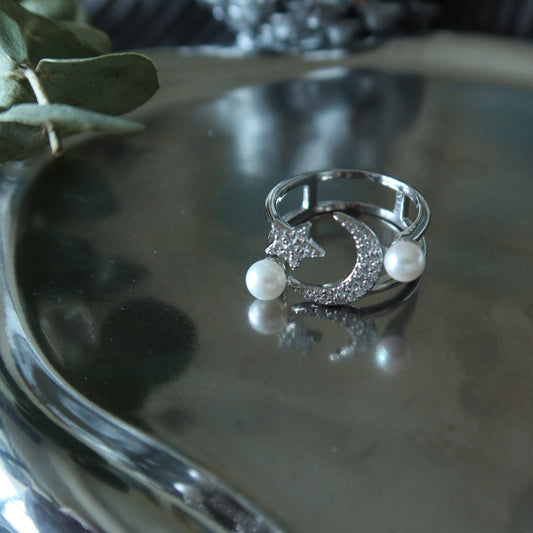 Moonlit Akoya Pearl Ring