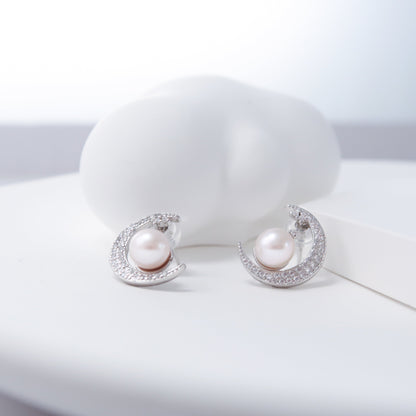 Moonlit Akoya Pearl Stud Earrings