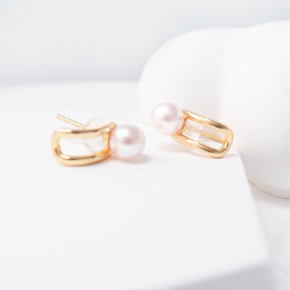 Paperclip Akoya Pearl Earrings