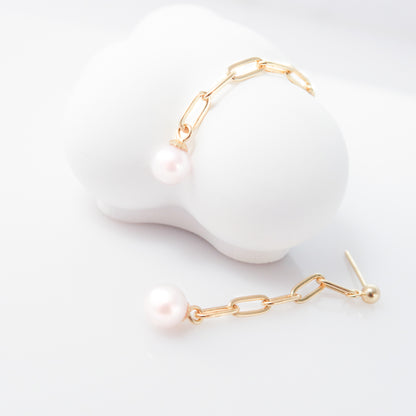 Paperclip Akoya Pearl Drop Earrings