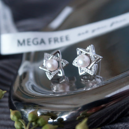 Hexagram Pearl Earrings