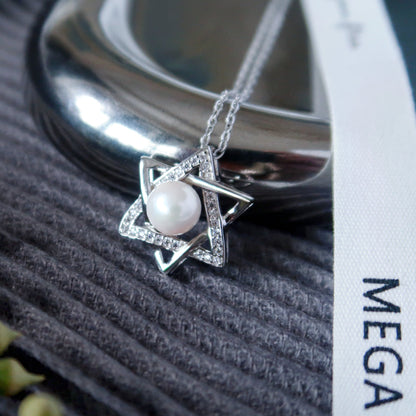 Hexagram Akoya Pearl Necklace