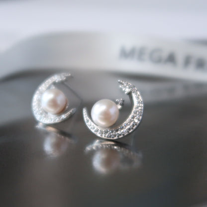 Moonlit Akoya Pearl Stud Earrings