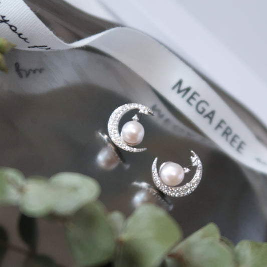 Moonlit Akoya Pearl Stud Earrings